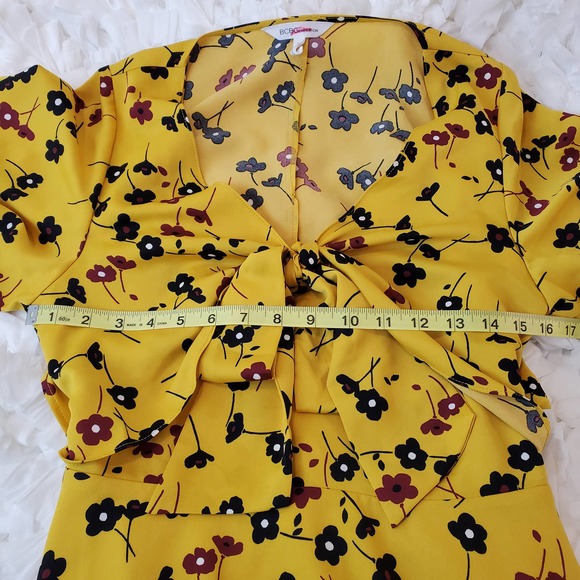 BCBGENERATION | FLORAL TIE FRONT OPEN BACK  MUSTARD DRESS WOMEN'S SIZE S… - Picture 16 of 17
